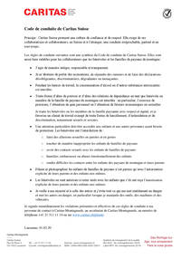 Le code de conduite de Caritas Suisse résume les règles de comportement applicables aux bénévoles et aux familles paysannes de montagne.