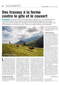 Des travaux à la ferme contre le gîte et le couvert, Journal L’Ajoie, 17 mars 2022